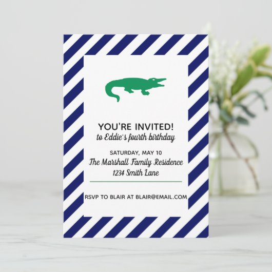 Invitation Kelly Green Alligator (Debout devant)