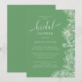 Invitation Kelly Green Floral Fête des mariées (Devant / Derrière)