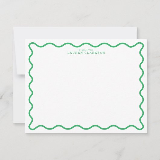 Invitation Kelly Green Modern Wavy Border Note Card (Devant)