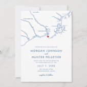 Invitation Kennebunkport Elegant Marine Bleu Minimaliste Mari (Devant)