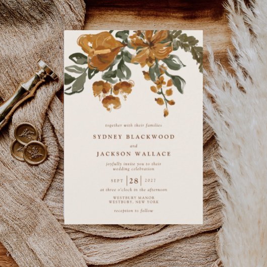 Invitation KENNEDY Aquarelle Mariage de automne Floral