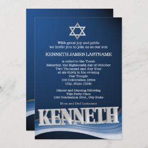 Invitation Kenneth Steel Wave Name Bar Mitzvah