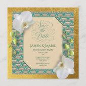 Invitation Kente de mise à jour de date sarcelle e (Devant)