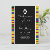 Invitation Kente Stripes, Gye Nyame, Mariage noir blanc (Debout devant)