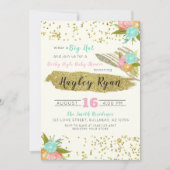 Invitation Kentucky Derby Grand Casquette Baby shower rose et (Devant)