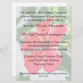 Invitation Ketmie romantique de rouge de mariage (Devant / Derrière)