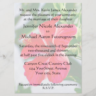 Invitation Ketmie romantique de rouge de mariage
