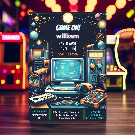 Invitation Key Fun Garçon Cool Enfants Niveau de jeu jusqu'à 