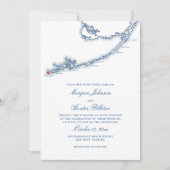 Invitation Key West FL Map Élégant Mariage bleu marine (Devant)