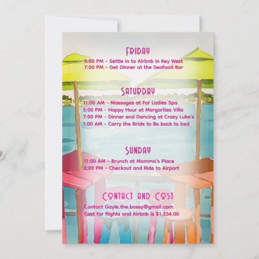 Invitation Key West Vibes Bachelorette Week-end (Dos)