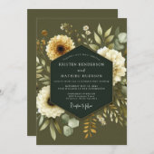 Invitation Khaki Cream Botanical Wedding (Devant / Derrière)
