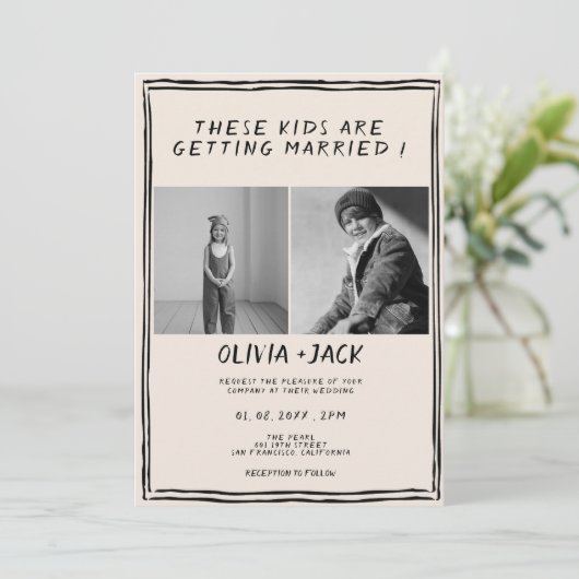 Invitation Kids Are Getting Married Photo QR Code Wedding (Debout devant)