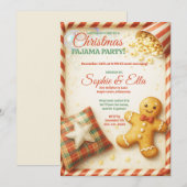 Invitation Kids Christmas Pajama Party Holiday Sleepover (Devant / Derrière)