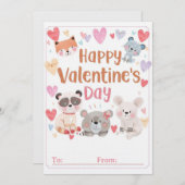 Invitation Kids Classroom Valentine Cards | Cute Cartoons (Devant / Derrière)