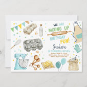 Invitation Kids Cooking Birthday Boy Kitchen Baking Chef (Devant)
