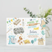 Invitation Kids Cooking Birthday Boy Kitchen Baking Chef (Debout devant)