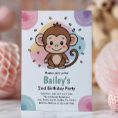 Invitation Kids Cute Monkey Jungle Birthday Party