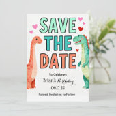 Invitation Kids Dino Birthday Party Save The Date (Debout devant)