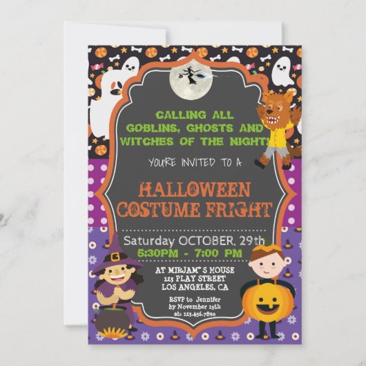 INVITATION |KIDS HALLOWEEN DE PARTIE DE COSTUME DE (Devant)