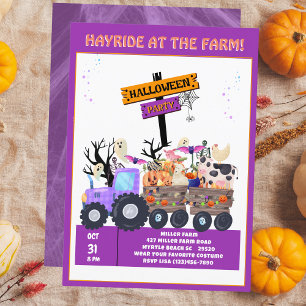 Invitation Kids Hayride Farm Halloween Tracteur