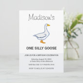 Invitation Kids One Silly Goose First Birthday (Debout devant)