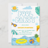 Invitation Kids Summer Fun Pool Party Birthday (Devant)