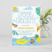 Invitation Kids Summer Fun Pool Party Birthday (Debout devant)