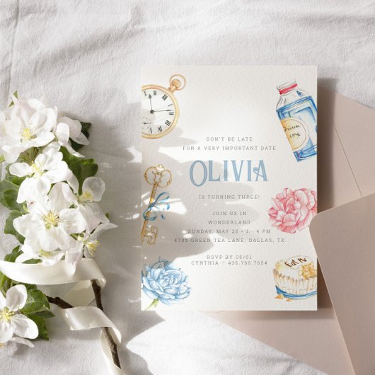 Invitation Kids Tea Party Wonderland Anniversaire