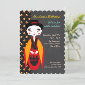 Invitation Kimono Fille fête d'anniversaire (Debout devant)