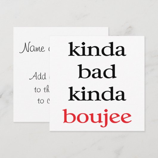 Invitation Kinda Bad Kinda Boujee (Devant / Derrière)