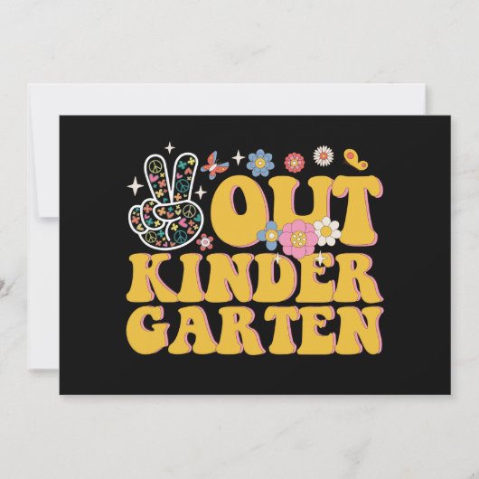 Invitation Kindergarten Peace Out Groovy Dernier Jour D'école (Devant)