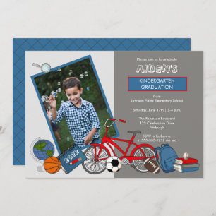 Invitation Kindergarten Photo Boy Graduation Party