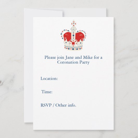 Invitation King Charles III Fun Custom Text Coronation Party (Dos)