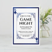 Invitation King of Clubs Blue Game Night Play Card (Debout devant)