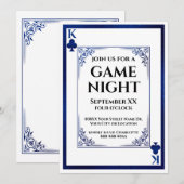 Invitation King of Clubs Blue Game Night Play Card (Devant / Derrière)