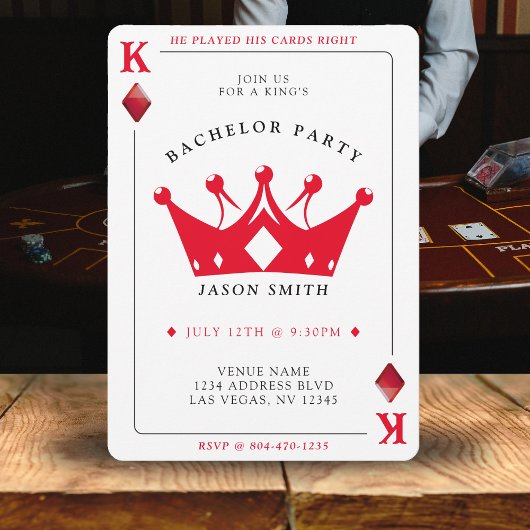 Invitation King of Diamonds Casino Poker Card Bachelor Party