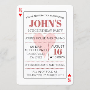 Invitation King of Hearts Casino Playing Cards