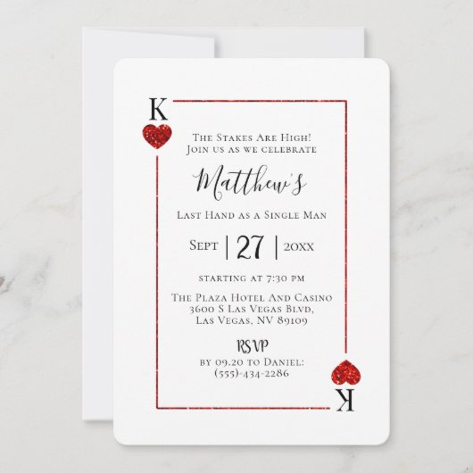 Invitation King of Hearts Las Vegas Bachelor Party (Devant)
