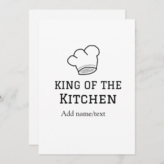Invitation King of the cuisine chef cuisine ajouter nom couro (Devant / Derrière)