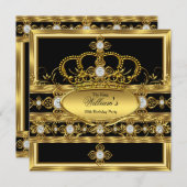 Invitation King Prince Queen Royal Gold Diamond Party (Devant / Derrière)