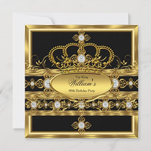 Invitation King Prince Queen Royal Gold Diamond Party (Devant)