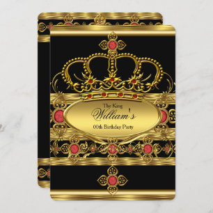 Invitation King Prince Royal Gold Red Crown fête d'anniversai