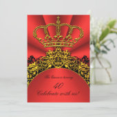 Invitation King Queen Gold Royal Regal Red Anniversaire (Debout devant)