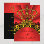 Invitation King Queen Gold Royal Regal Red Anniversaire (Devant / Derrière)