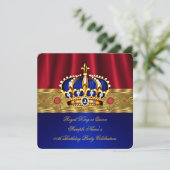 Invitation King Queen Red Crown Royal Blue Gold Anniversaire (Debout devant)