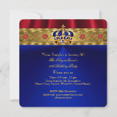 Invitation King Queen Red Crown Royal Blue Gold Anniversaire (Dos)