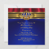 Invitation King Queen Red Royal Blue Gold fête d'anniversaire (Dos)