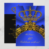 Invitation King Regal Queen Gold Royal Blue Anniversaire Part (Devant / Derrière)