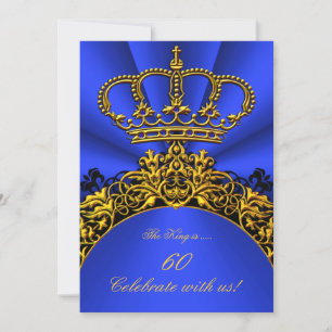 Invitation King Regal Queen Gold Royal Blue Anniversaire Part