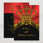 Invitation King Regal Red Queen Gold Royal Anniversaire (Devant / Derrière)
